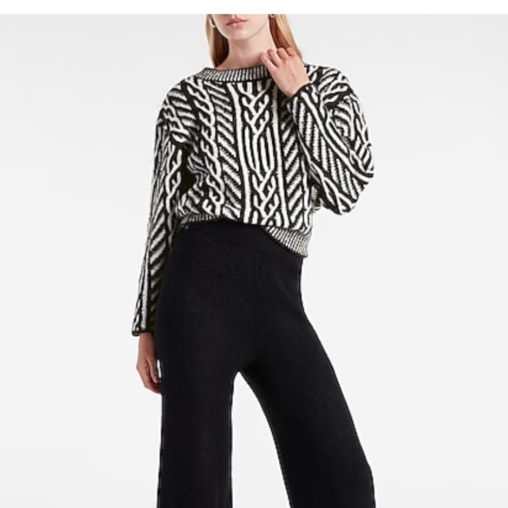 Express Black & White Knit Sweater